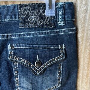 Rock & Roll Cowgirl Dark Blue Studded Jeans